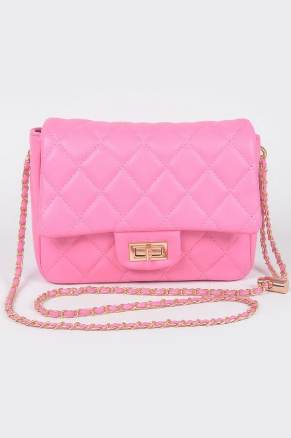 Quilted Faux Leather Flap Bag – Compact Top-Handle