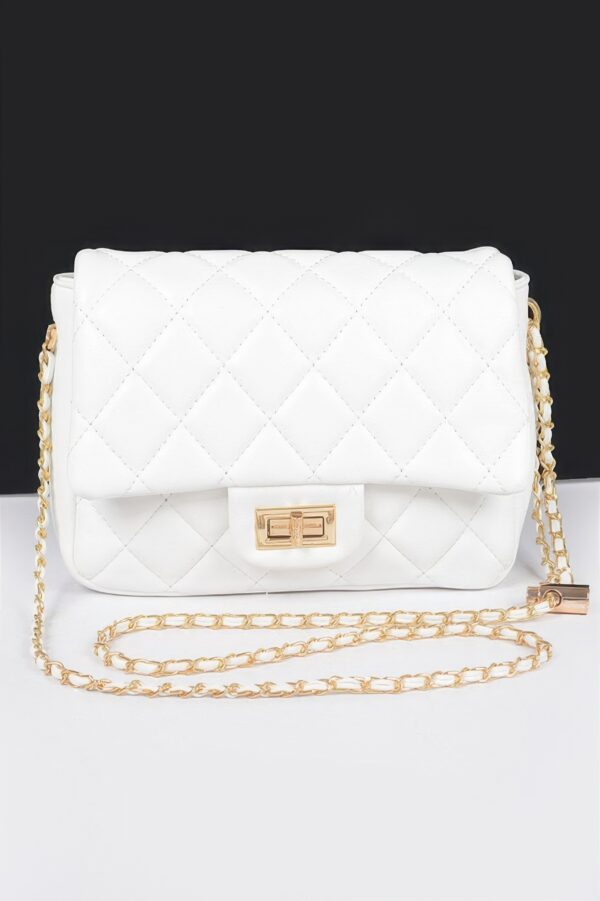 Quilted Faux Leather Flap Bag – Compact Top-Handle