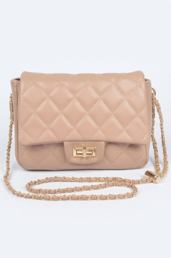 Quilted Faux Leather Flap Bag – Compact Top-Handle