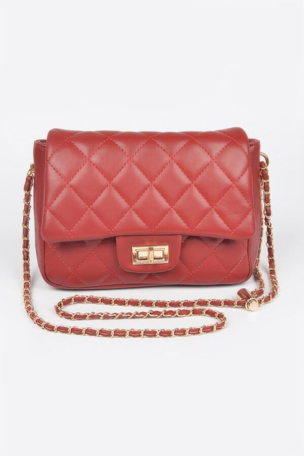 Quilted Faux Leather Flap Bag – Compact Top-Handle
