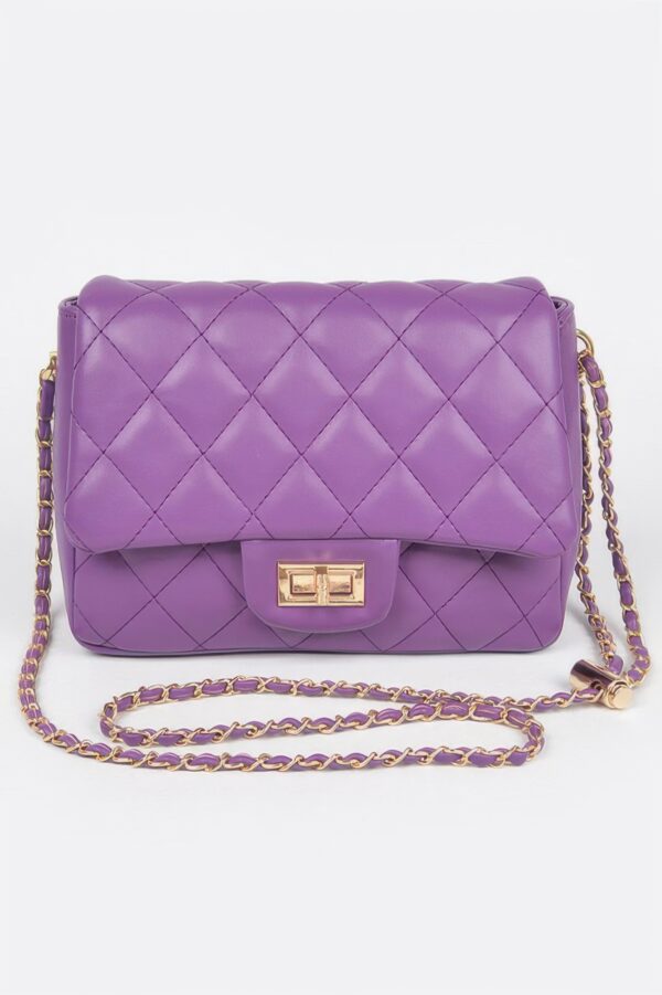 Quilted Faux Leather Flap Bag – Compact Top-Handle