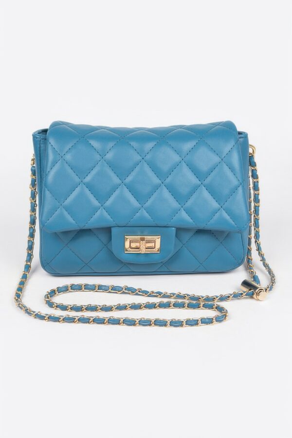 Quilted Faux Leather Flap Bag – Compact Top-Handle