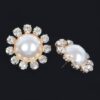 Round Faux Pearl & Stone Stud Earrings