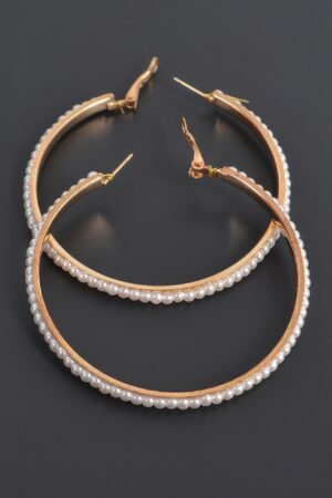 Round Pearl Hoop Earrings – Mid-Size Hoops