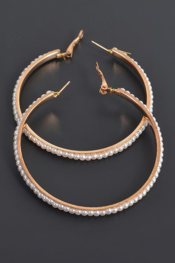 Round Pearl Hoop Earrings – Mid-Size Hoops