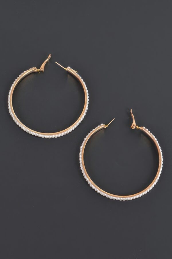 Round Pearl Hoop Earrings – Mid-Size Hoops