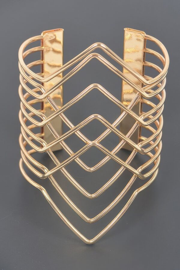 Wide Metal Cuff Bracelet – Polished Open Design