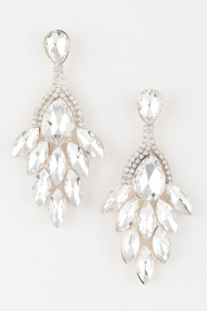 Rhinestone Teardrop Flare Earrings – Elongated Sparkle