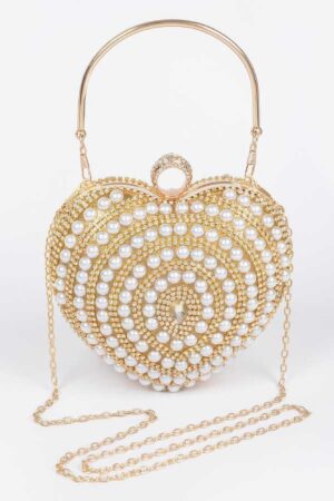 Heart-Shaped Rhinestone Party Clutch