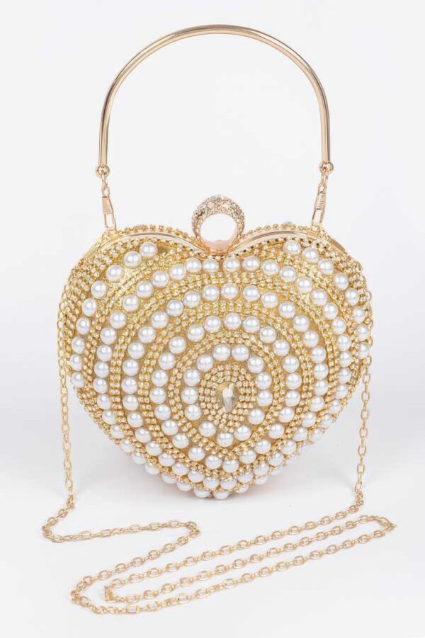 Heart-Shaped Rhinestone Party Clutch