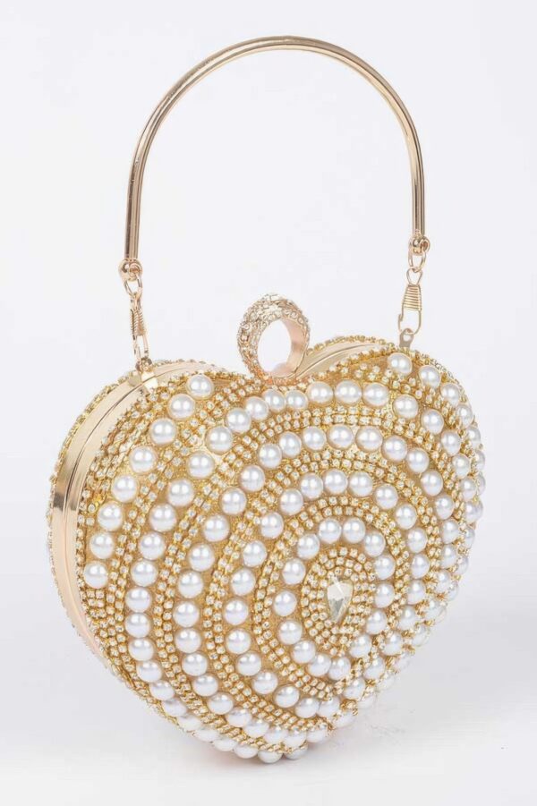 Heart-Shaped Rhinestone Party Clutch