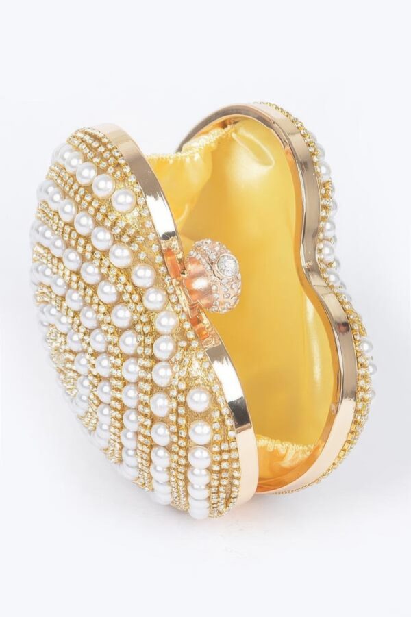Heart-Shaped Rhinestone Party Clutch