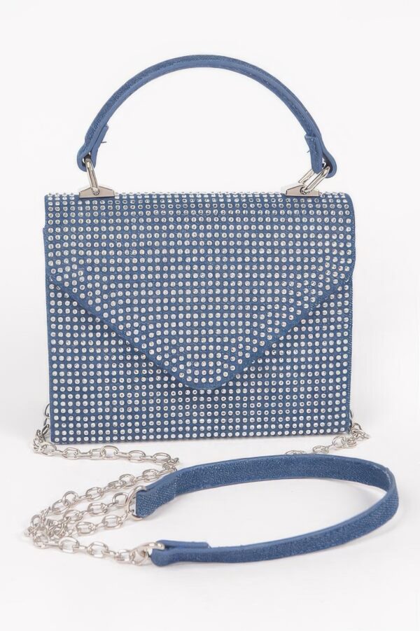 Denim Hot-Fix Stone Top Handle Bag – Structured