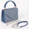 Denim Hot-Fix Stone Top Handle Bag – Structured
