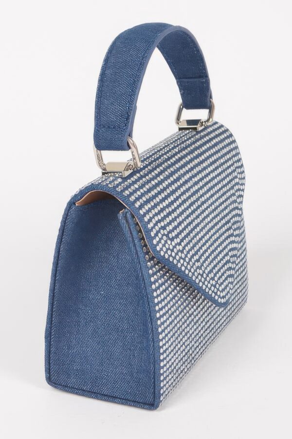 Denim Hot-Fix Stone Top Handle Bag – Structured