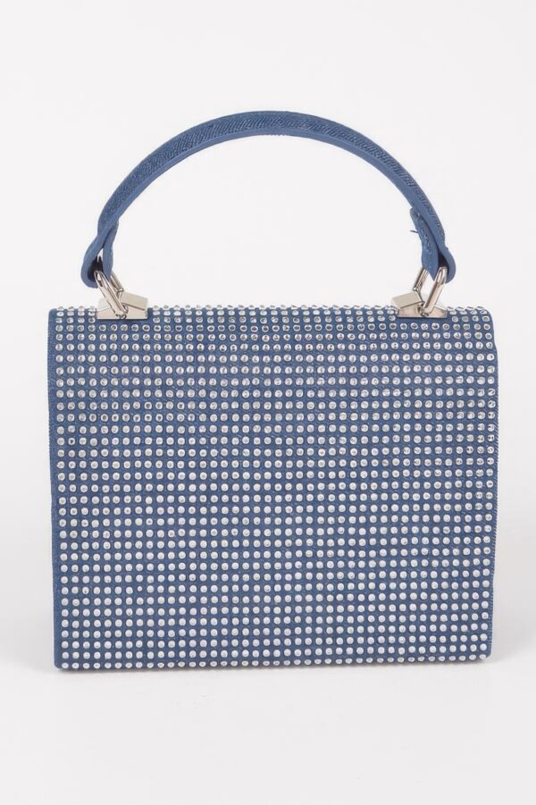 Denim Hot-Fix Stone Top Handle Bag – Structured