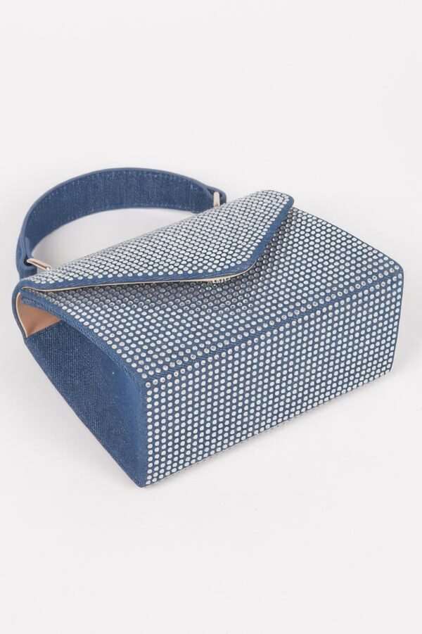 Denim Hot-Fix Stone Top Handle Bag – Structured