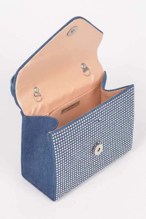 Denim Hot-Fix Stone Top Handle Bag – Structured