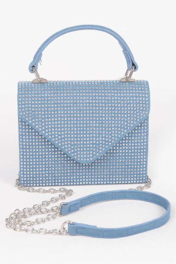 Denim Hot-Fix Stone Top Handle Bag – Structured