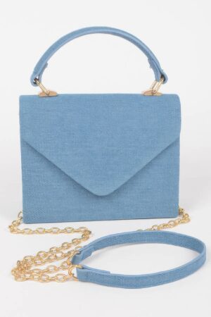 Denim Top-Handle Crossbody Bag – Structured Mini