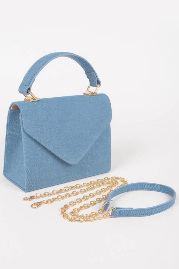 Denim Top-Handle Crossbody Bag – Structured Mini