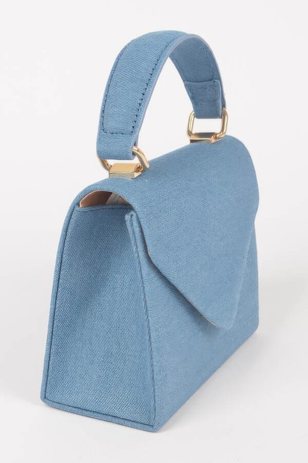 Denim Top-Handle Crossbody Bag – Structured Mini
