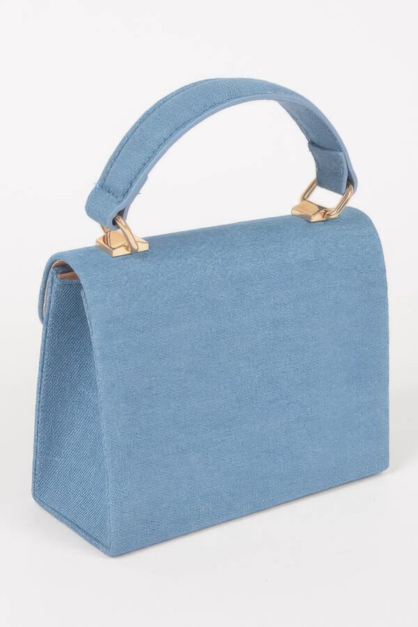 Denim Top-Handle Crossbody Bag – Structured Mini