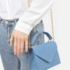 Denim Top-Handle Crossbody Bag – Structured Mini