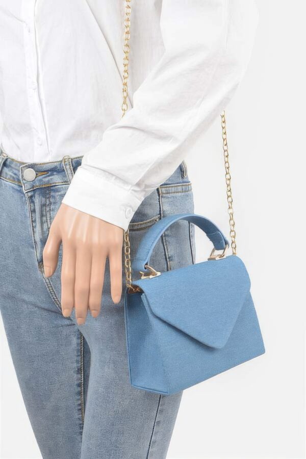 Denim Top-Handle Crossbody Bag – Structured Mini