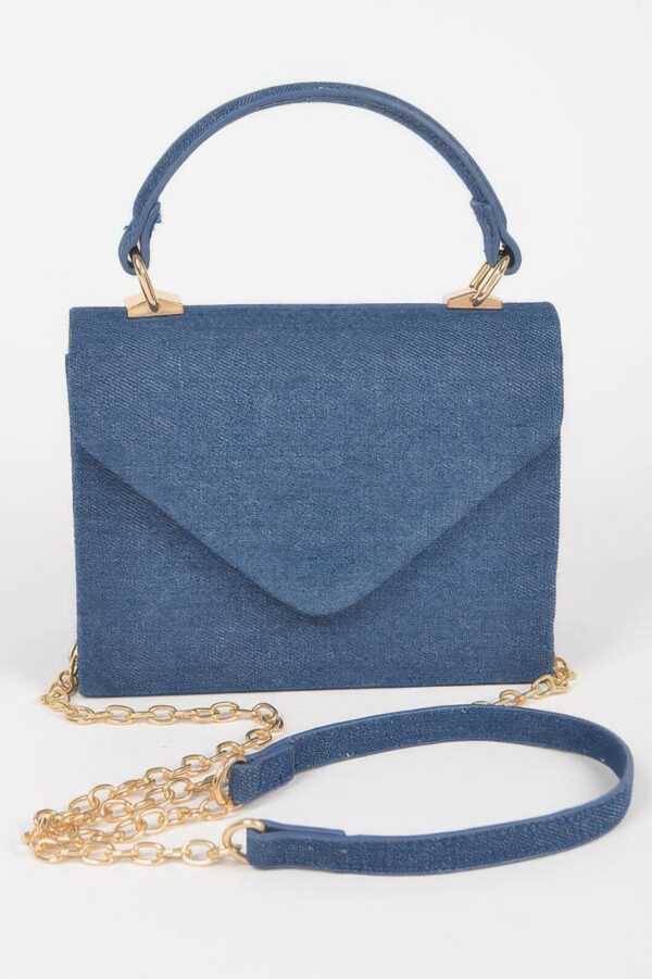 Denim Top-Handle Crossbody Bag – Structured Mini