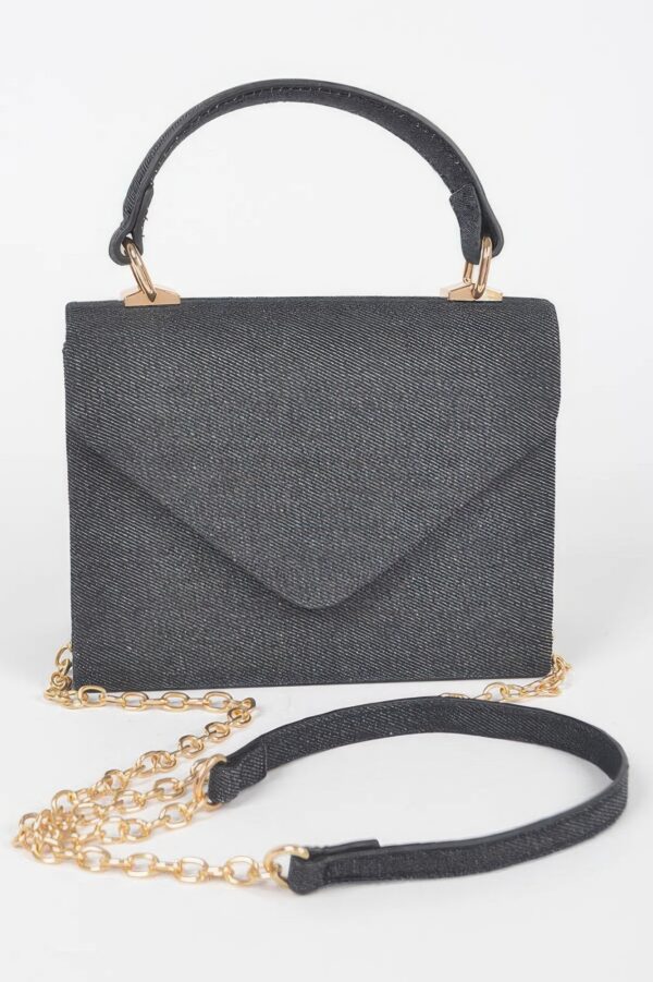 Denim Top-Handle Crossbody Bag – Structured Mini