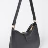 Faux Leather Studded Shoulder Bag with Metal Buckle