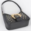 Faux Leather Studded Shoulder Bag with Metal Buckle
