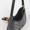 Faux Leather Studded Shoulder Bag with Metal Buckle