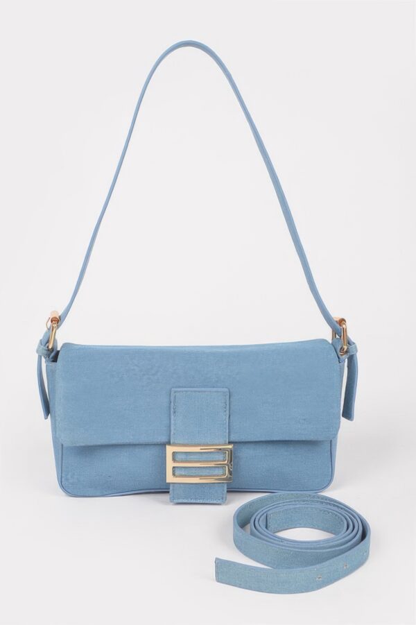 Denim Shoulder Bag – Metal Buckle Detail