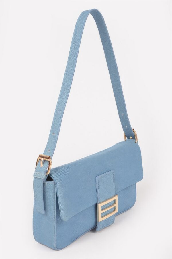 Denim Shoulder Bag – Metal Buckle Detail