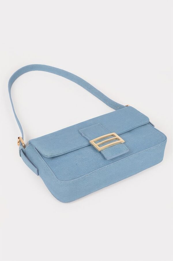 Denim Shoulder Bag – Metal Buckle Detail