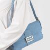 Denim Shoulder Bag – Metal Buckle Detail