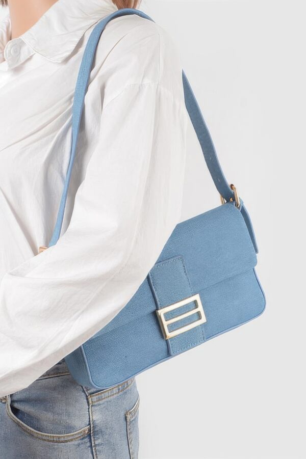 Denim Shoulder Bag – Metal Buckle Detail