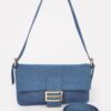 Denim Shoulder Bag – Metal Buckle Detail