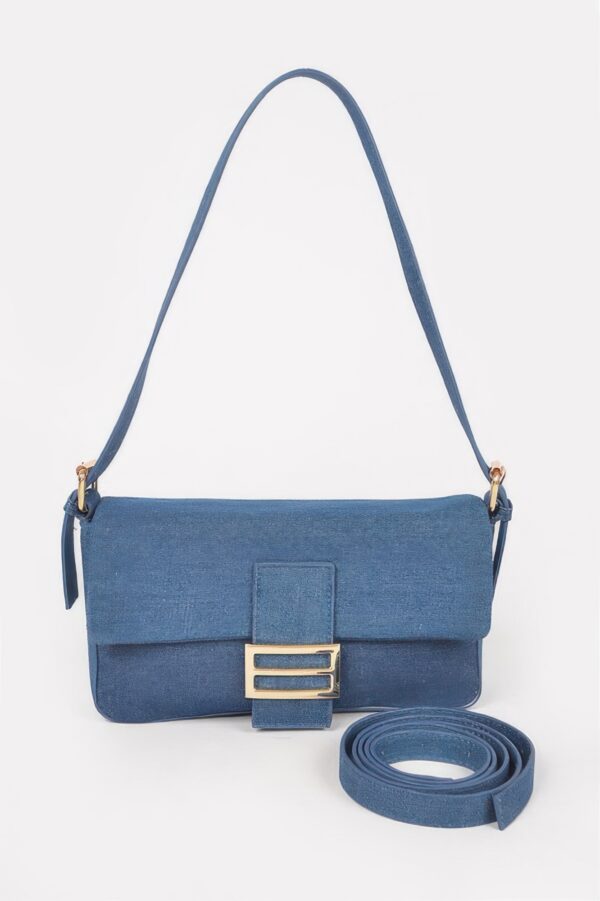 Denim Shoulder Bag – Metal Buckle Detail