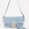 Denim Shoulder Bag – Metal Buckle Detail