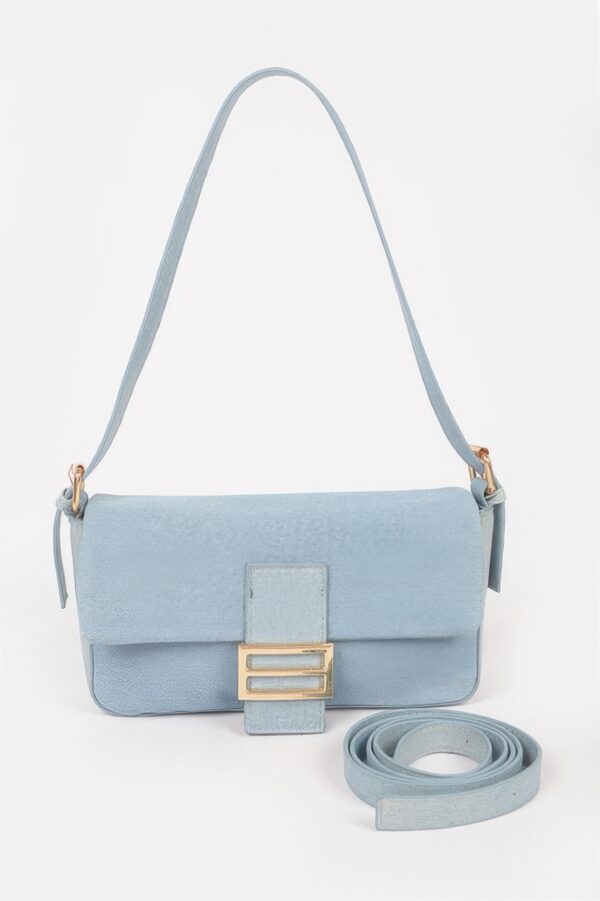Denim Shoulder Bag – Metal Buckle Detail
