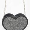 Heart Shape Bag with Hot Fix Stone Detail