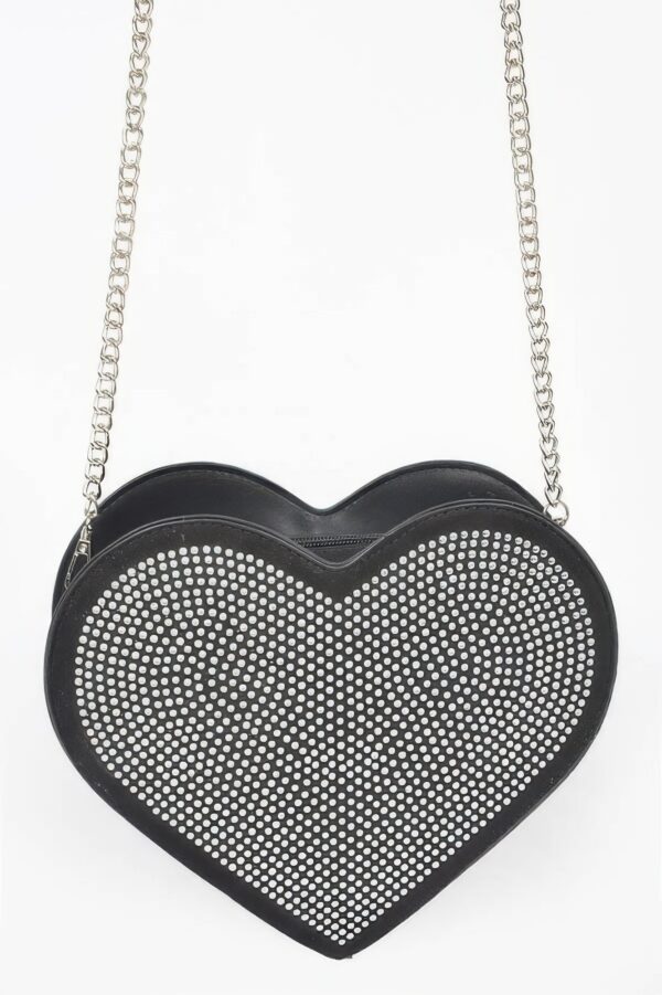 Heart Shape Bag with Hot Fix Stone Detail