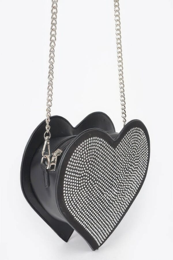 Heart Shape Bag with Hot Fix Stone Detail