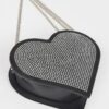 Heart Shape Bag with Hot Fix Stone Detail
