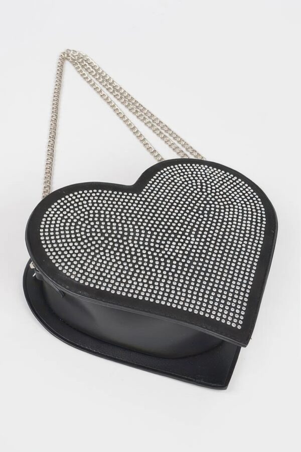 Heart Shape Bag with Hot Fix Stone Detail