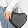 Heart Shape Bag with Hot Fix Stone Detail