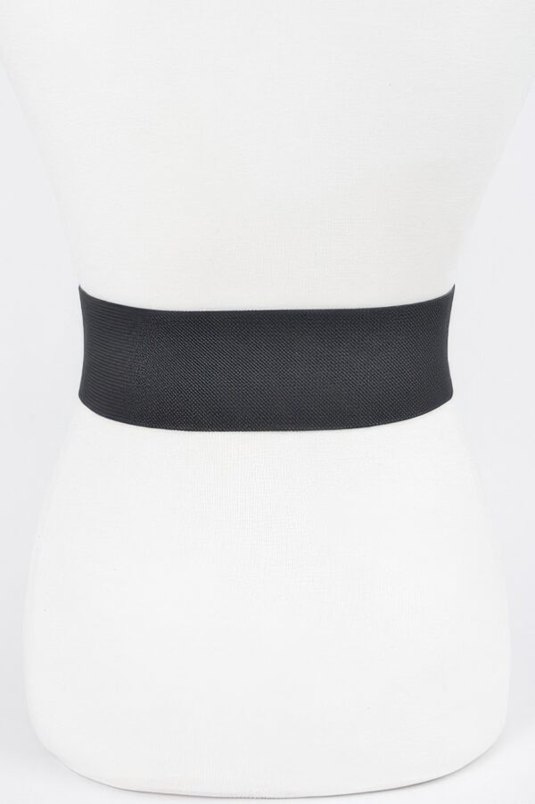 Wide Elastic Waist Belt with Metal Buckle